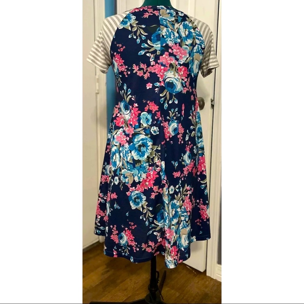 womens floral t shirt dress striped short sleeve a line shift dress Size Large - Picture 7 of 7